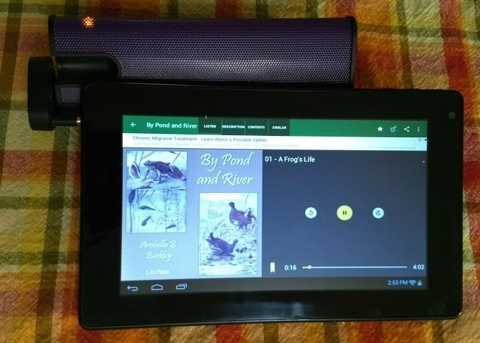 By Pond and River tablet with speaker