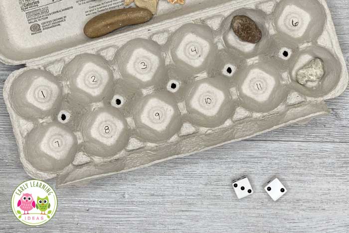 Play a dice game with your rock collection activity.  