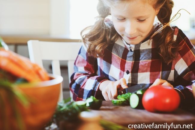 Cooking with kids - cutting veggies