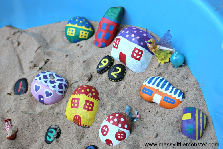 painted rocks craft fairy houses for preschoolers