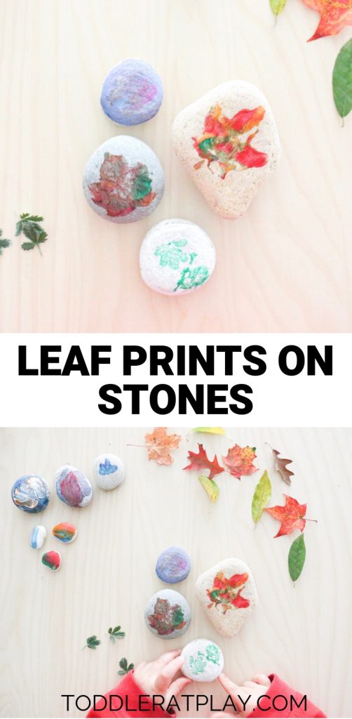 leaf prints on stones- toddler at play (8)