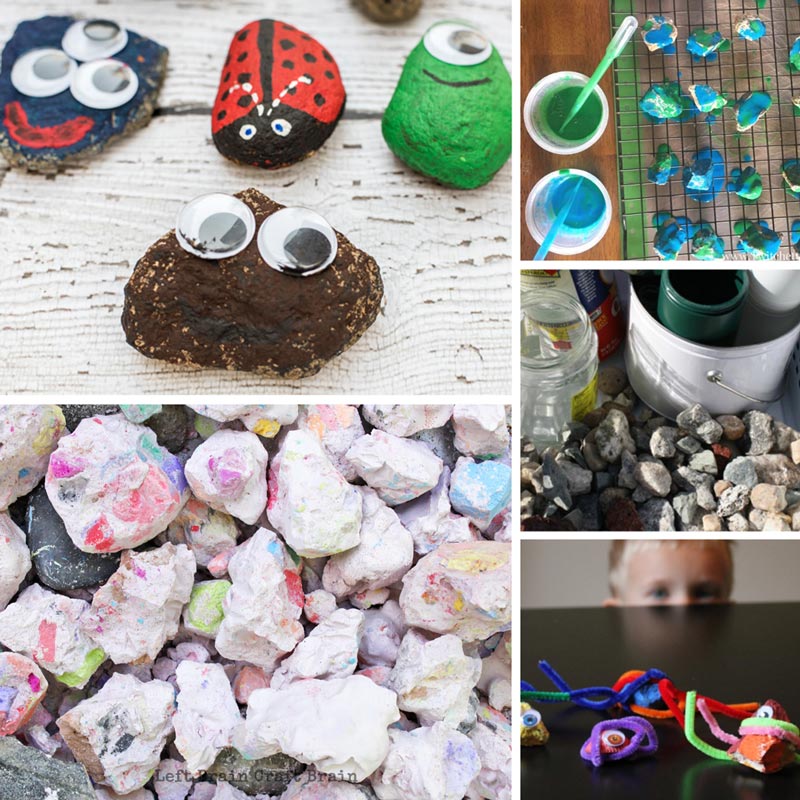 Rock crafts like pet rocks, chalk rocks, painted rocks, rock band, googly eye rocks