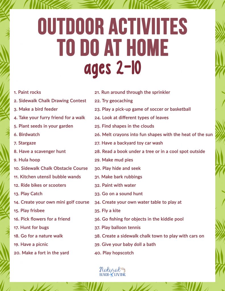 200 Fun Things To Do Outside, The Best Outdoor Activities for Kids, Teens and Adults, Try Making a homemade birdfeeder, DIY Obstacle Course, Gardening, scavenger hunt, picnic, backyard activities, and more 