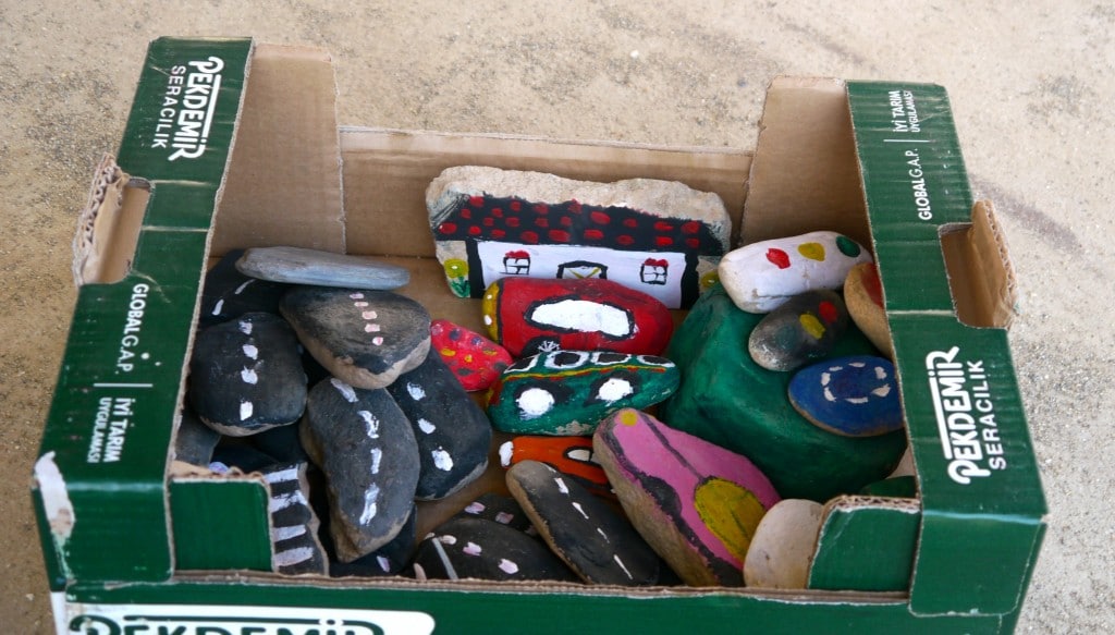 DIY Car Rock track in a box on a beach