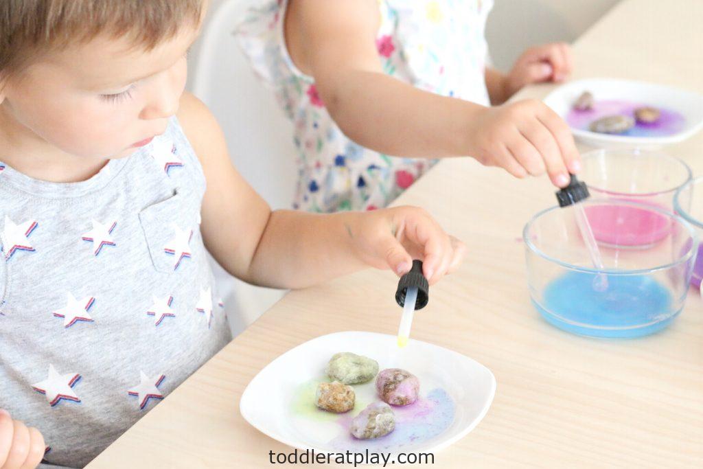 painting salted rock gems - toddler at play (8)