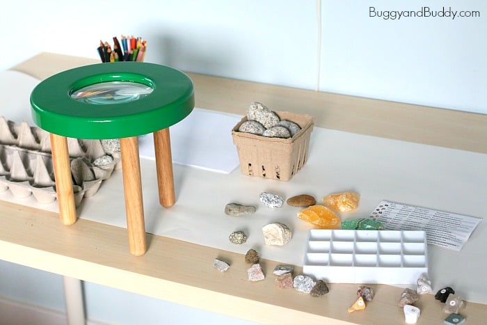 Science for Kids: Setting up a rock exploration center. Such a fun, hands-on way for kids to learn about geology!