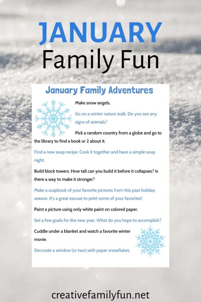 Use this printable for some fun winter family fun ideas to do this January