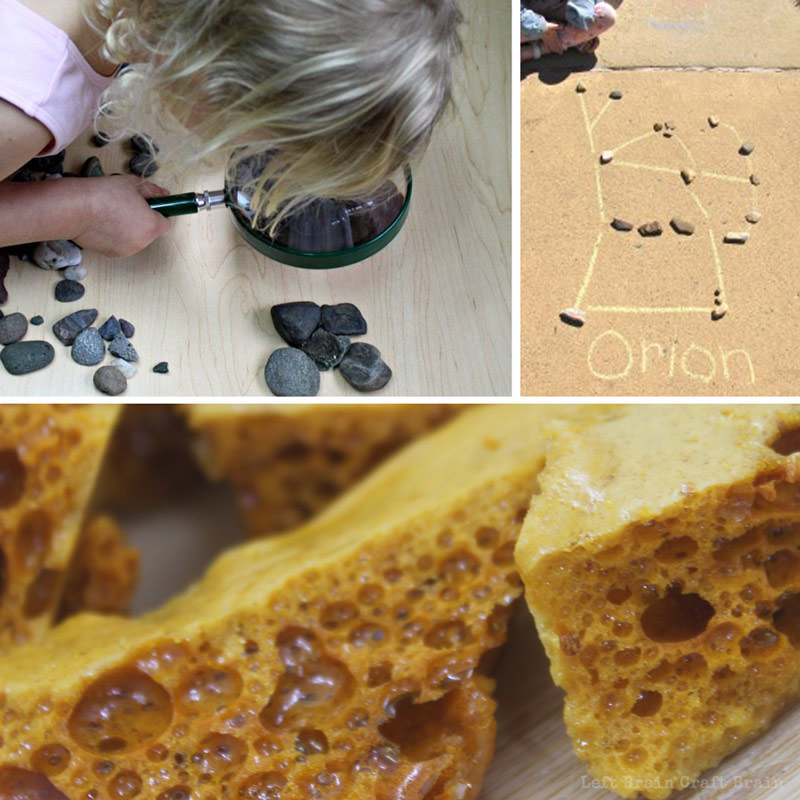 Rock science like rock exploration, lava toffee, and rock constellations