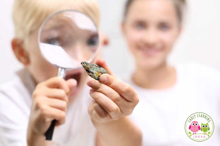Use magnifying glasses to examine your rock collection.