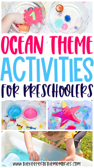 collage of ocean preschool theme activities with text: Ocean Theme Activities for Preschoolers