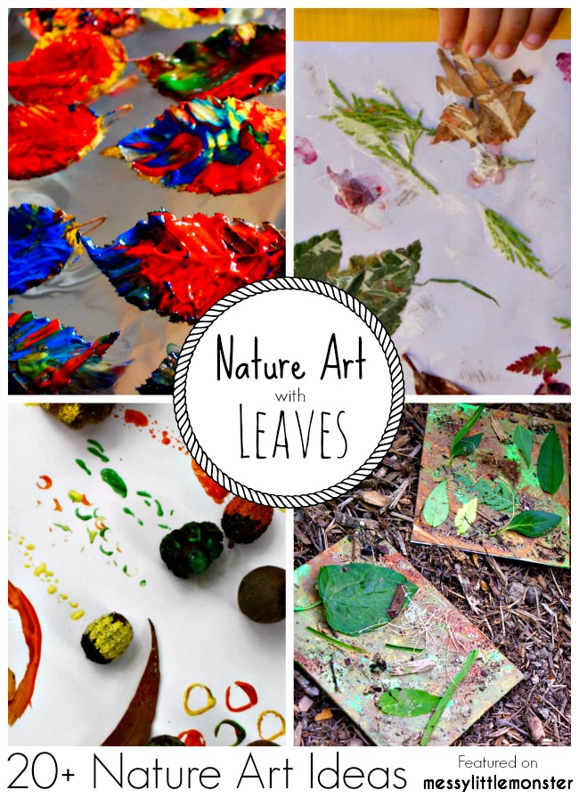 Summer Nature Art and Craft Ideas for kids using leaves. 20 fun outdoor activity ideas using nature for toddlers, preschoolers and older kids to enjoy.