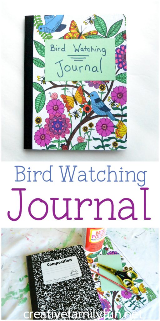 Do you love watching birds? Record all the birds you see in this DIY bird watching journal. It's simple to make and a fun place to write about birds. #journal #CreativeFamilyFun