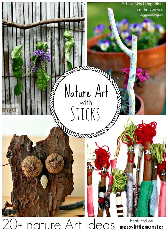 Summer Nature Art and Craft Ideas for kids using sticks. 20 fun outdoor activity ideas using nature for toddlers, preschoolers and older kids to enjoy.