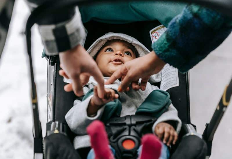 A 3-month-old goes on a stroller ride