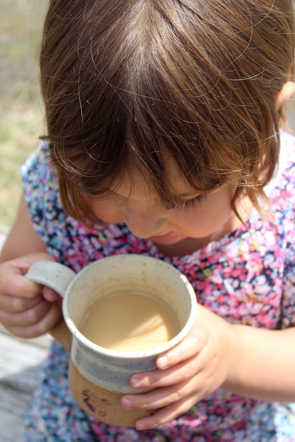 Child Drinking dandelion coffee