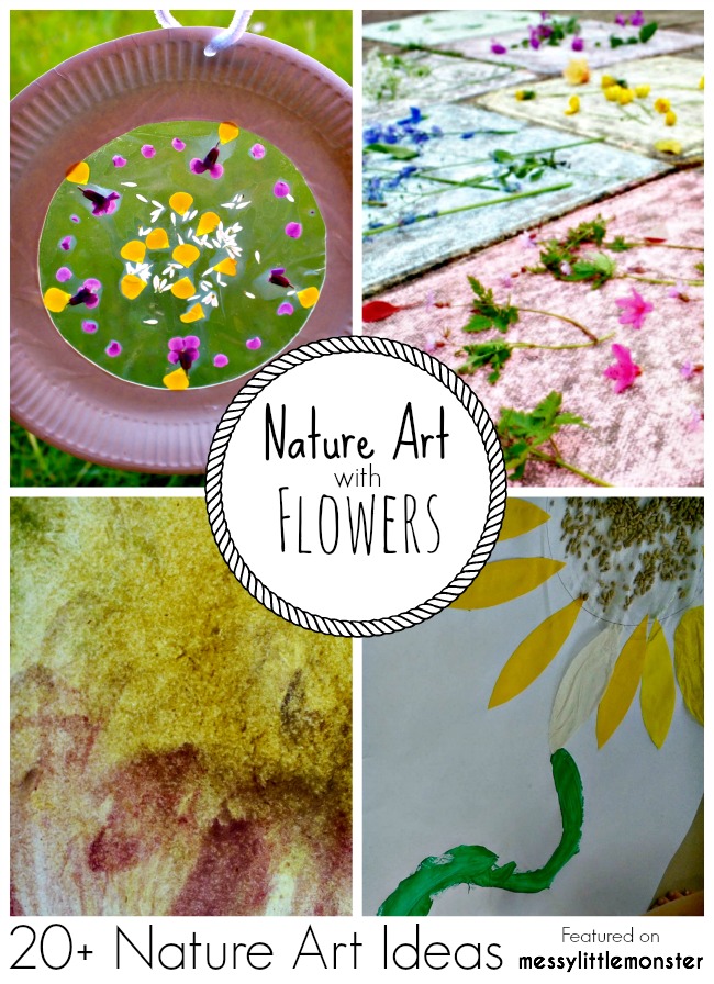 Summer Nature Art and Craft Ideas for kids using flowers. 20 fun outdoor activity ideas using nature for toddlers, preschoolers and older kids to enjoy.