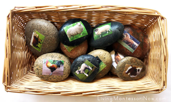 Story Stones - Farm Animal Families Treasure Basket