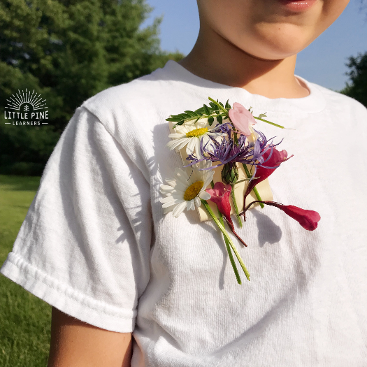 Duct tape and flower nature badge for kids