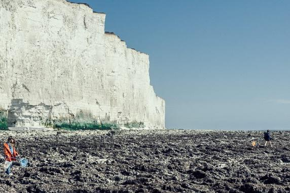 Rock pooling chalk cliffs