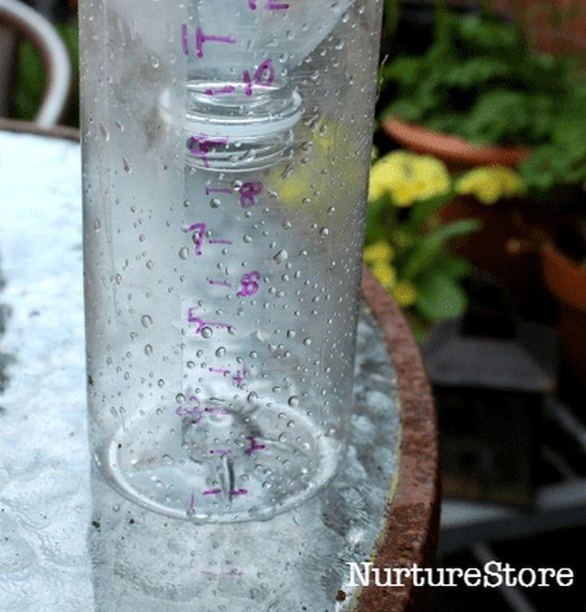 Rain gauge made from a plastic water bottle