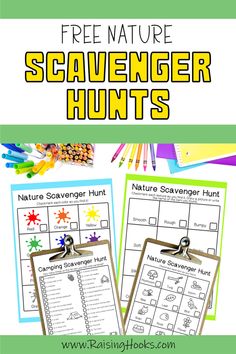 This may contain: the free nature scavenger hunt is perfect for kids to practice their writing skills