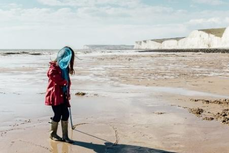 Rock pooling drawing in sand